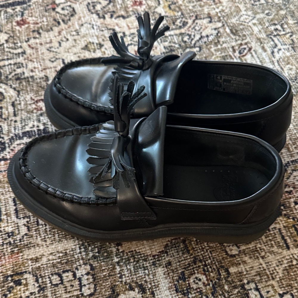 Black Loafers with Tassel Detail